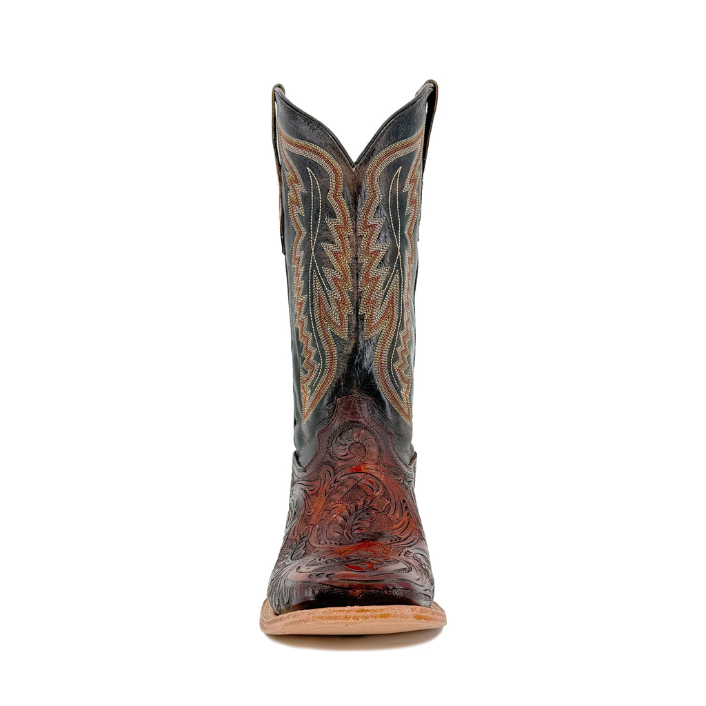 Women's Bulldog Hand Tooled Boots - Old Leaf Cognac