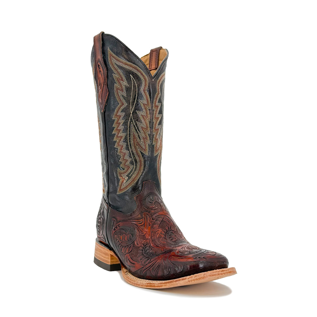 Women's Bulldog Hand Tooled Boots - Old Leaf Cognac
