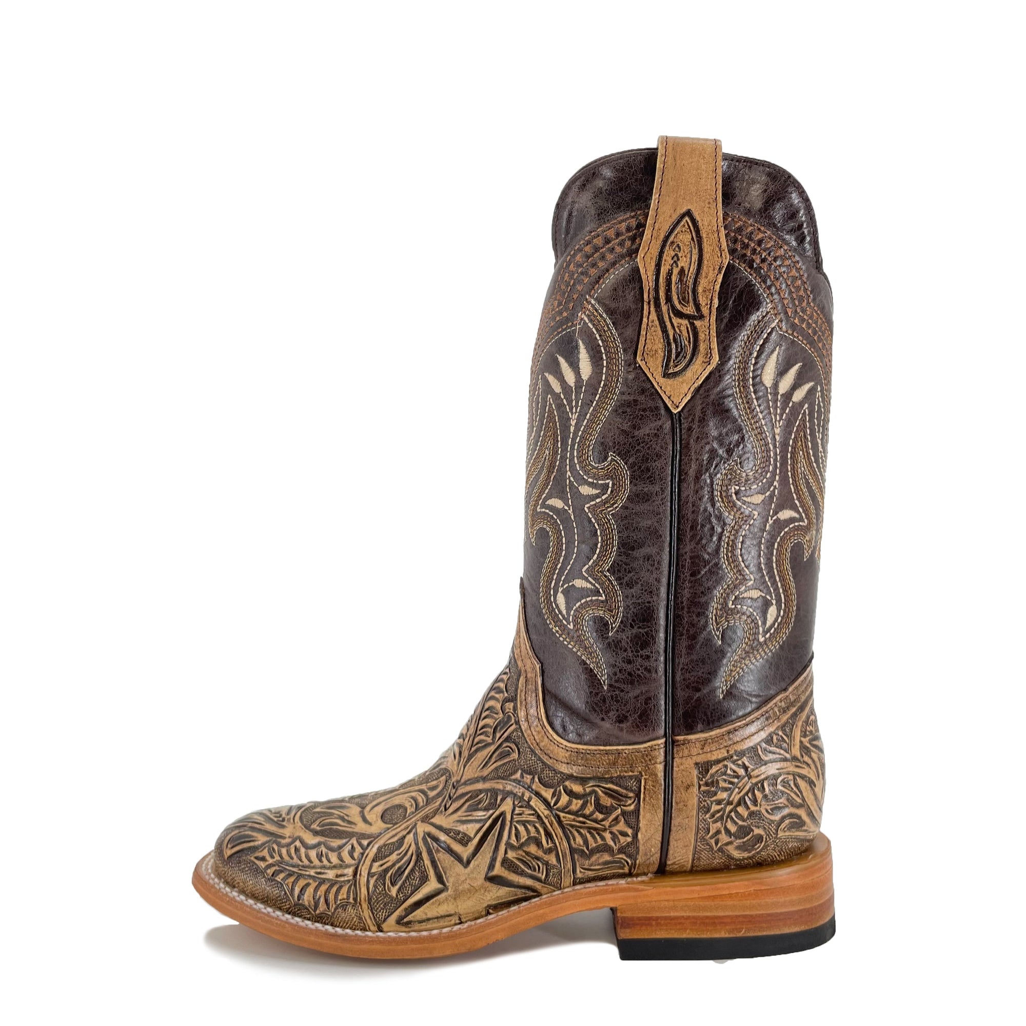 Men Bulldog Hand Tooled Boots - Lone Star Rustic
