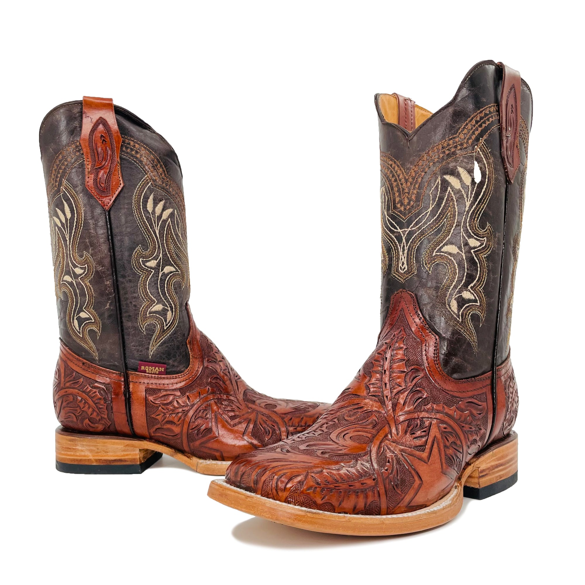 Men Bulldog Hand Tooled Boots - Lone Star Shedron