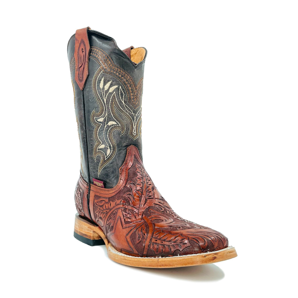 Men Bulldog Hand Tooled Boots - Lone Star Shedron