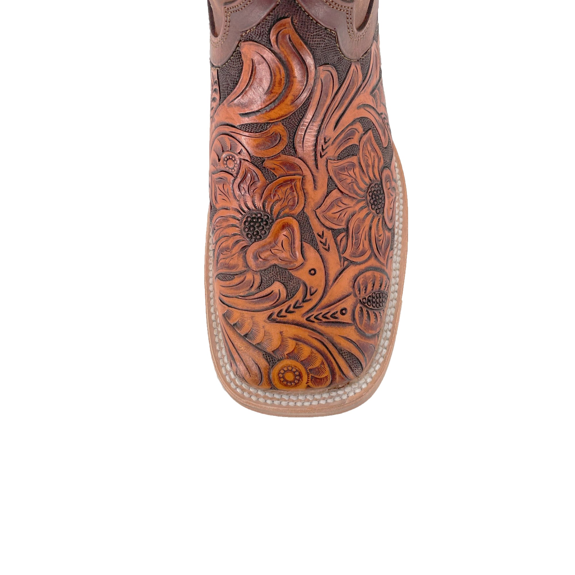 Men's Bulldog Hand Tooled Boots- Brown Bitone