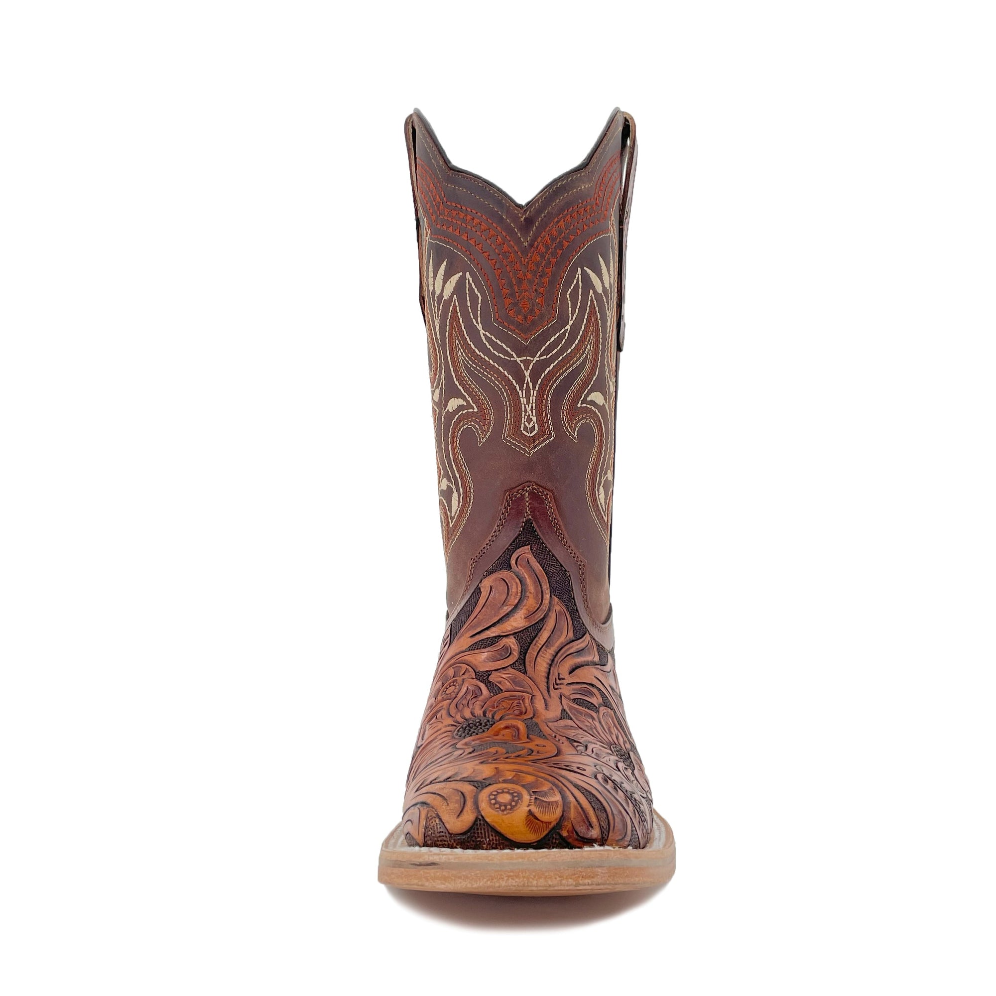 Men's Bulldog Hand Tooled Boots- Brown Bitone