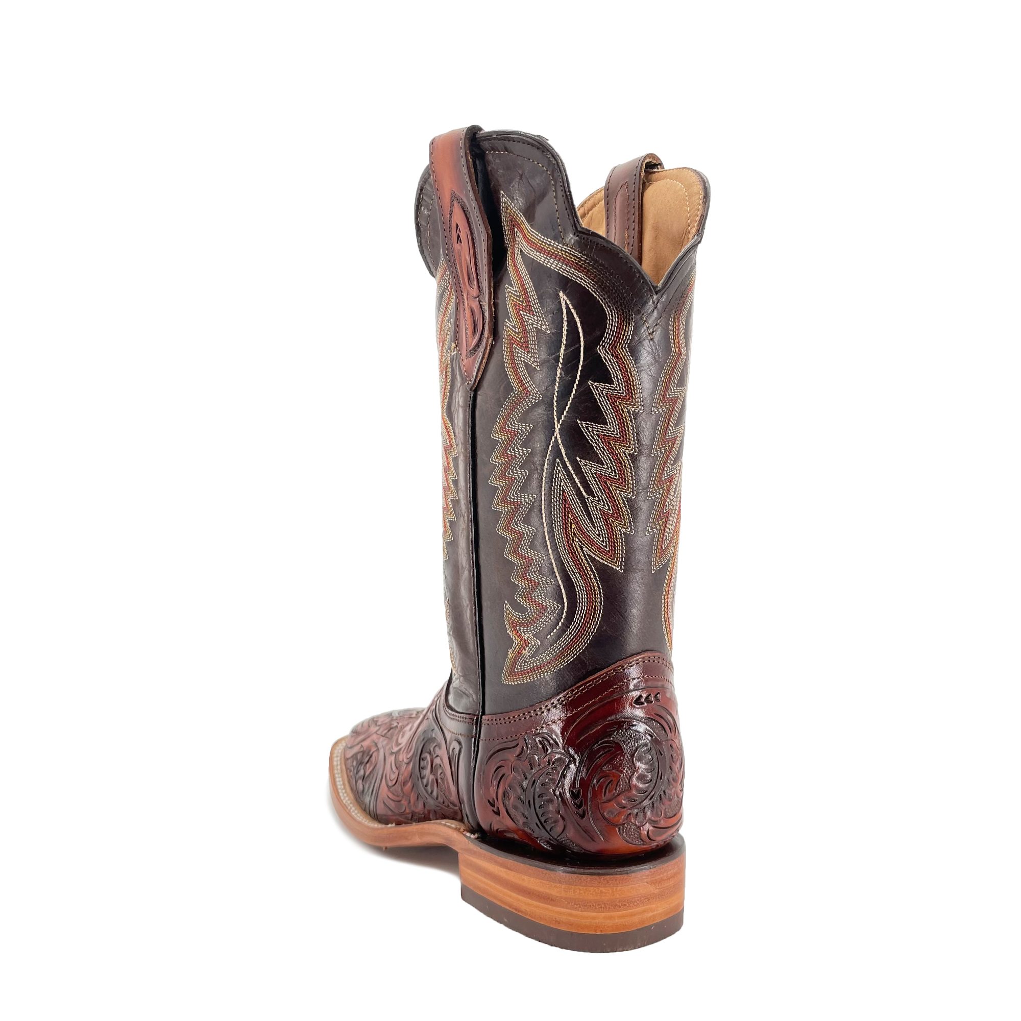 Men Bulldog Hand Tooled Boots - Old Leaf Cognac