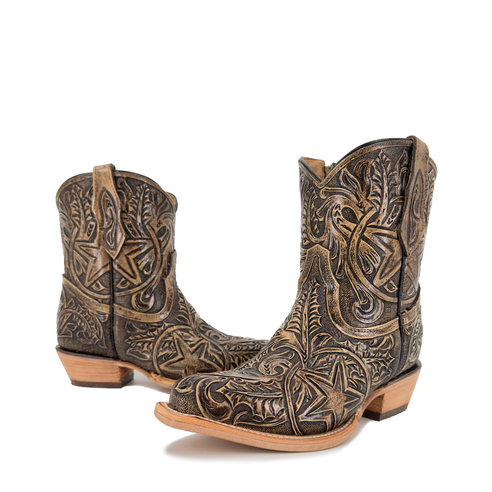 Women's Texan Handtooled Bootie - Lone Star Rustic
