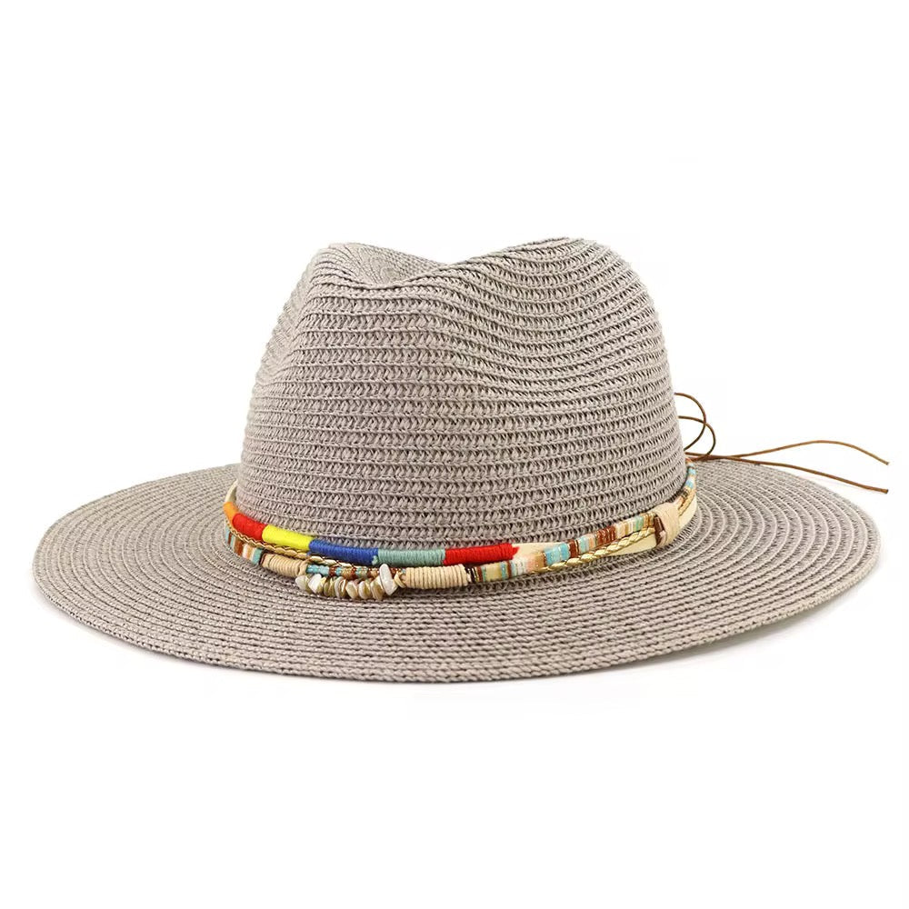 Yours Straw Fedora Hat - Adjustable with Beaded Band - Unisex Natural Grass Hat - Hand Wash Only - 56-58 Size-2