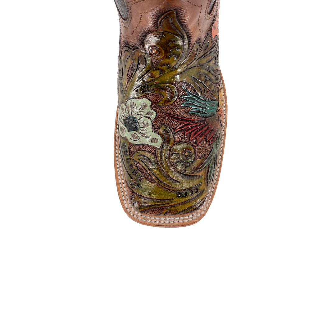 Women's Bulldog Hand Tooled Boots - Hummingbird