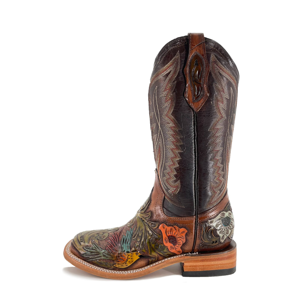 Women's Bulldog Hand Tooled Boots - Hummingbird