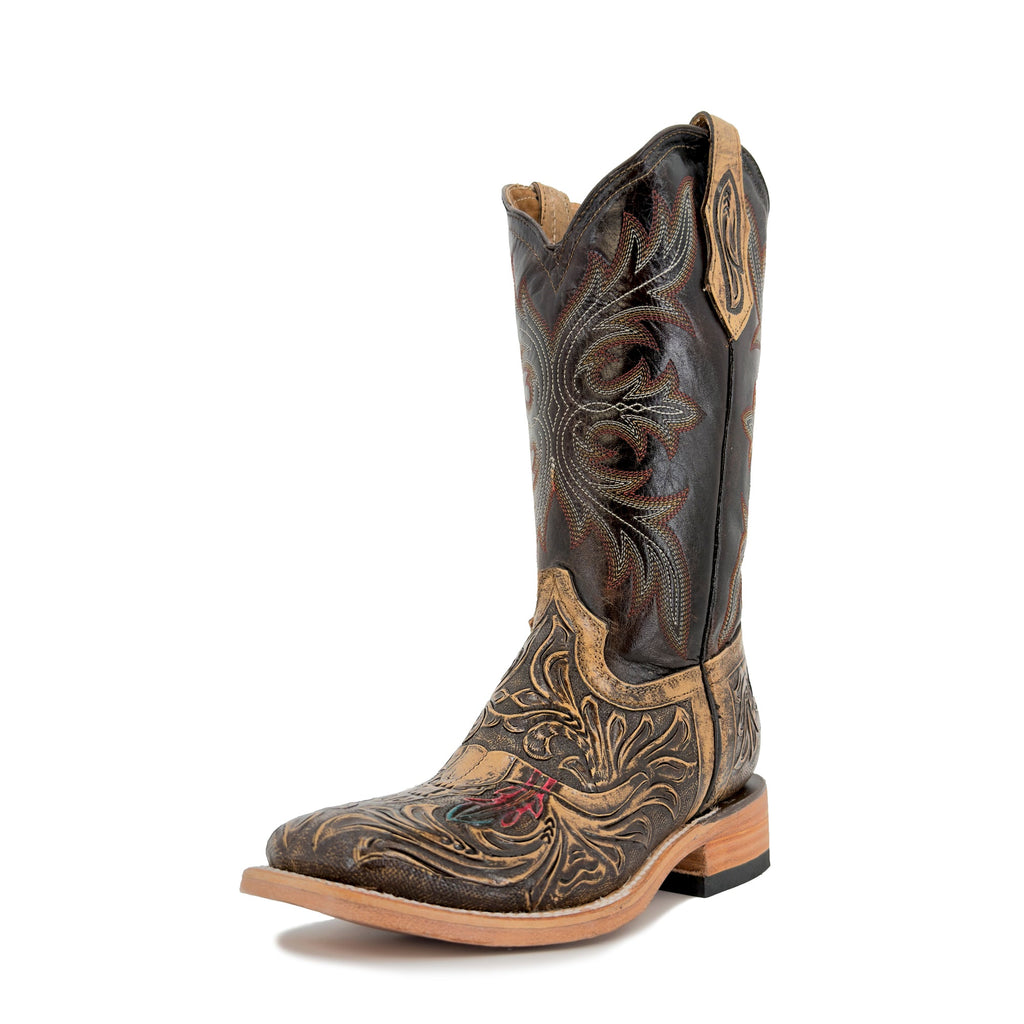 Women's Bulldog Hand Tooled Boots - Long Horn