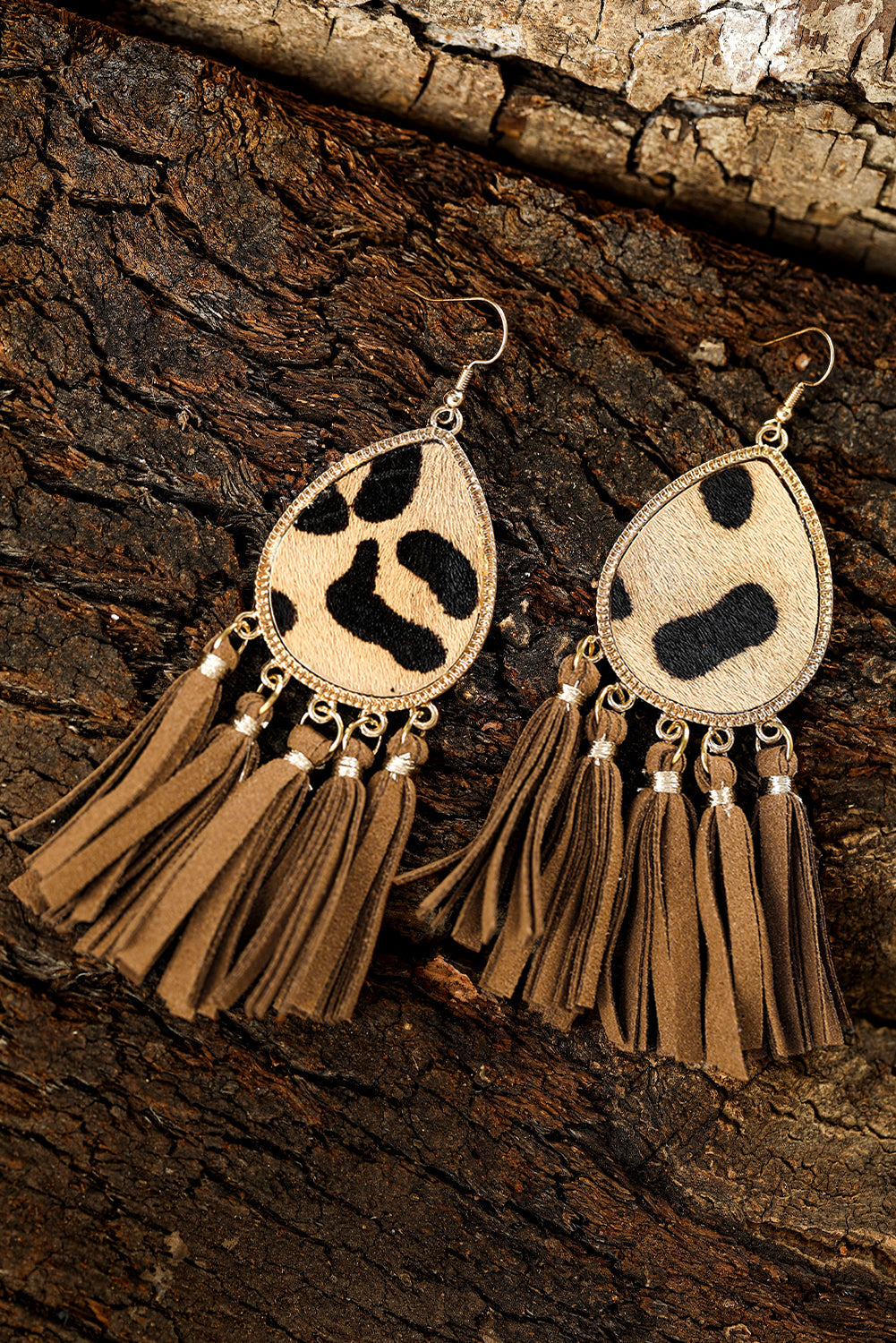 Boho Leopard Tasseled Hook Earrings-1