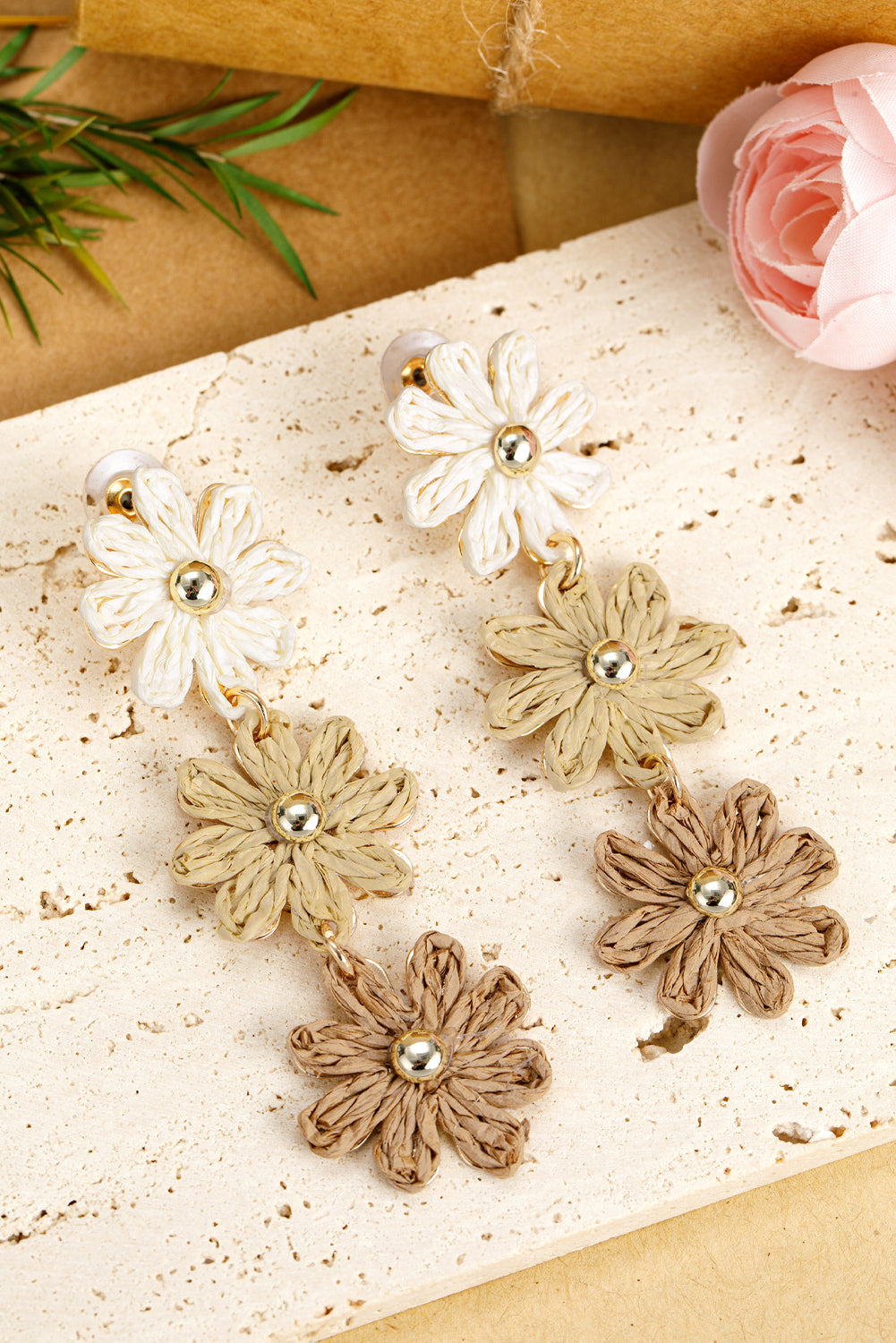 Crochet Flowers Stud Dangle Earrings-1