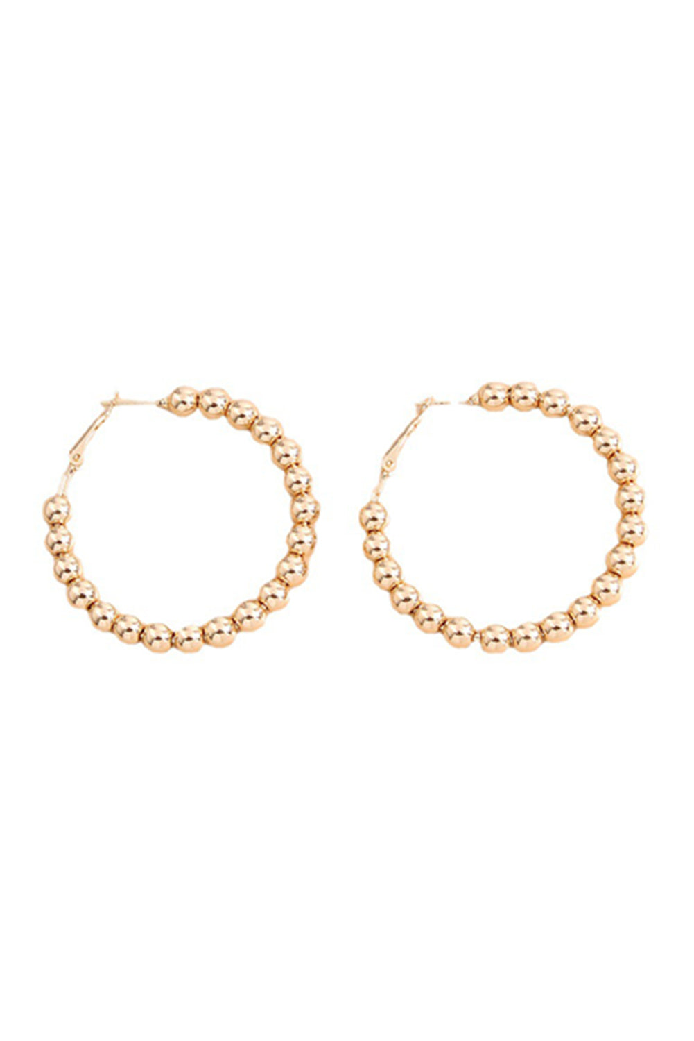 Gold Beads Hoop Earrings-4