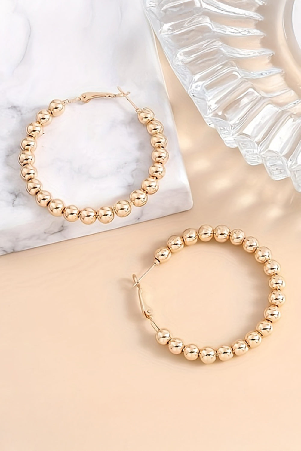 Gold Beads Hoop Earrings-1