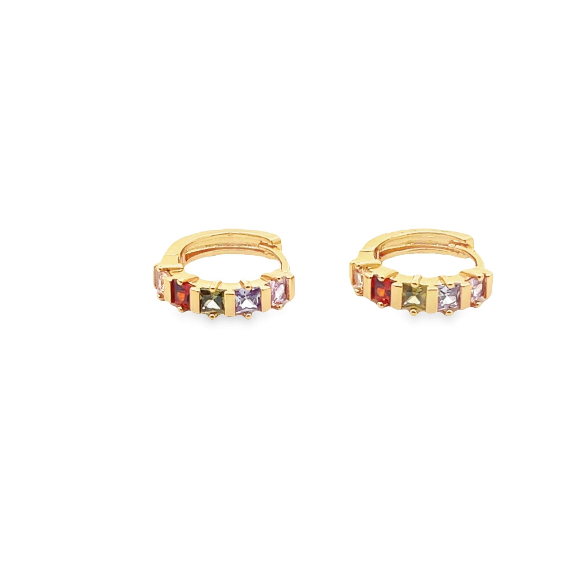 Royal Textured 5 Cubic Zirconia Stones Huggies Earrings [STYLE E]-1