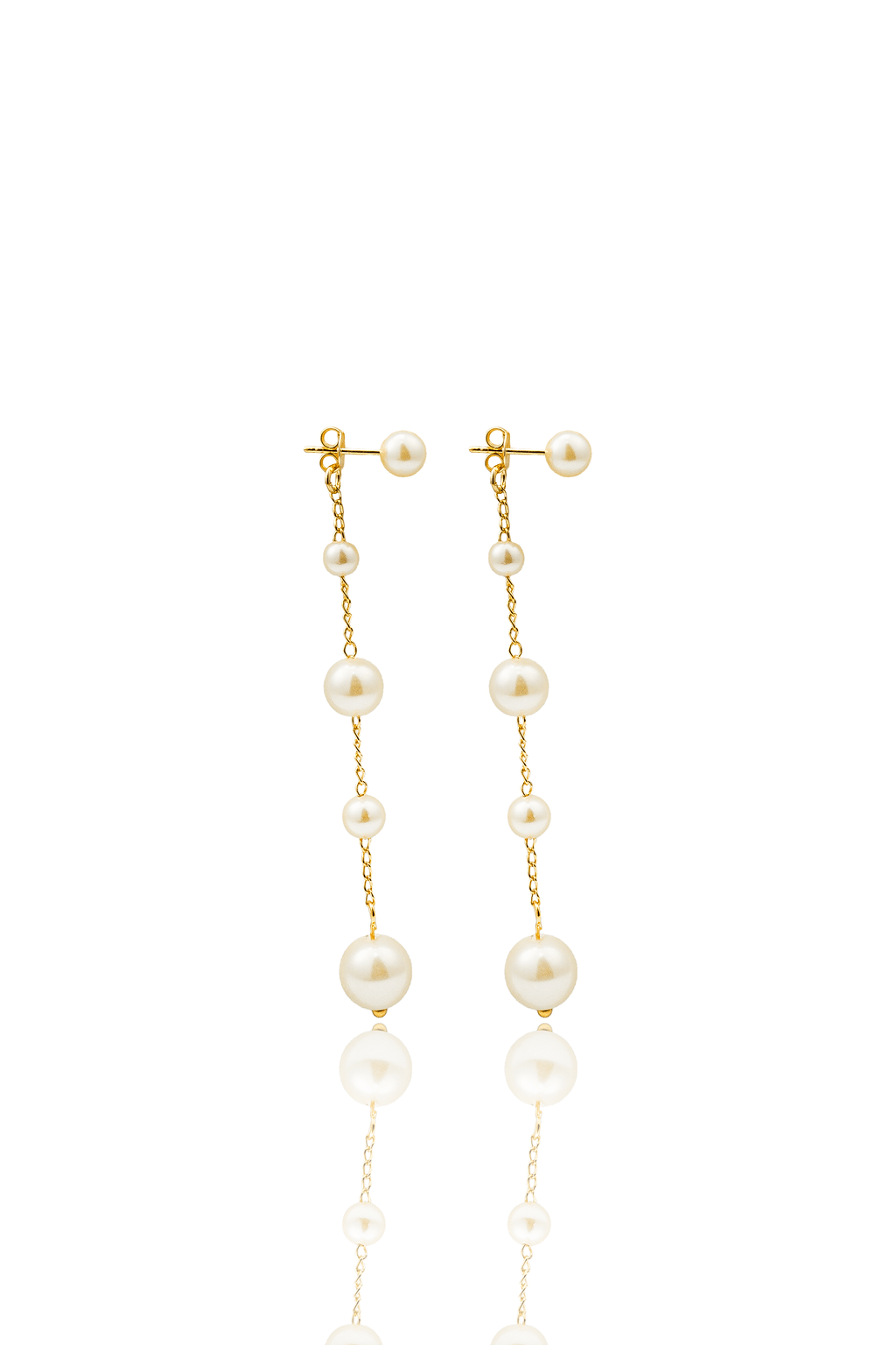 Link Chain Bead Dangle Earrings (L138A/L163A/K53A)-1