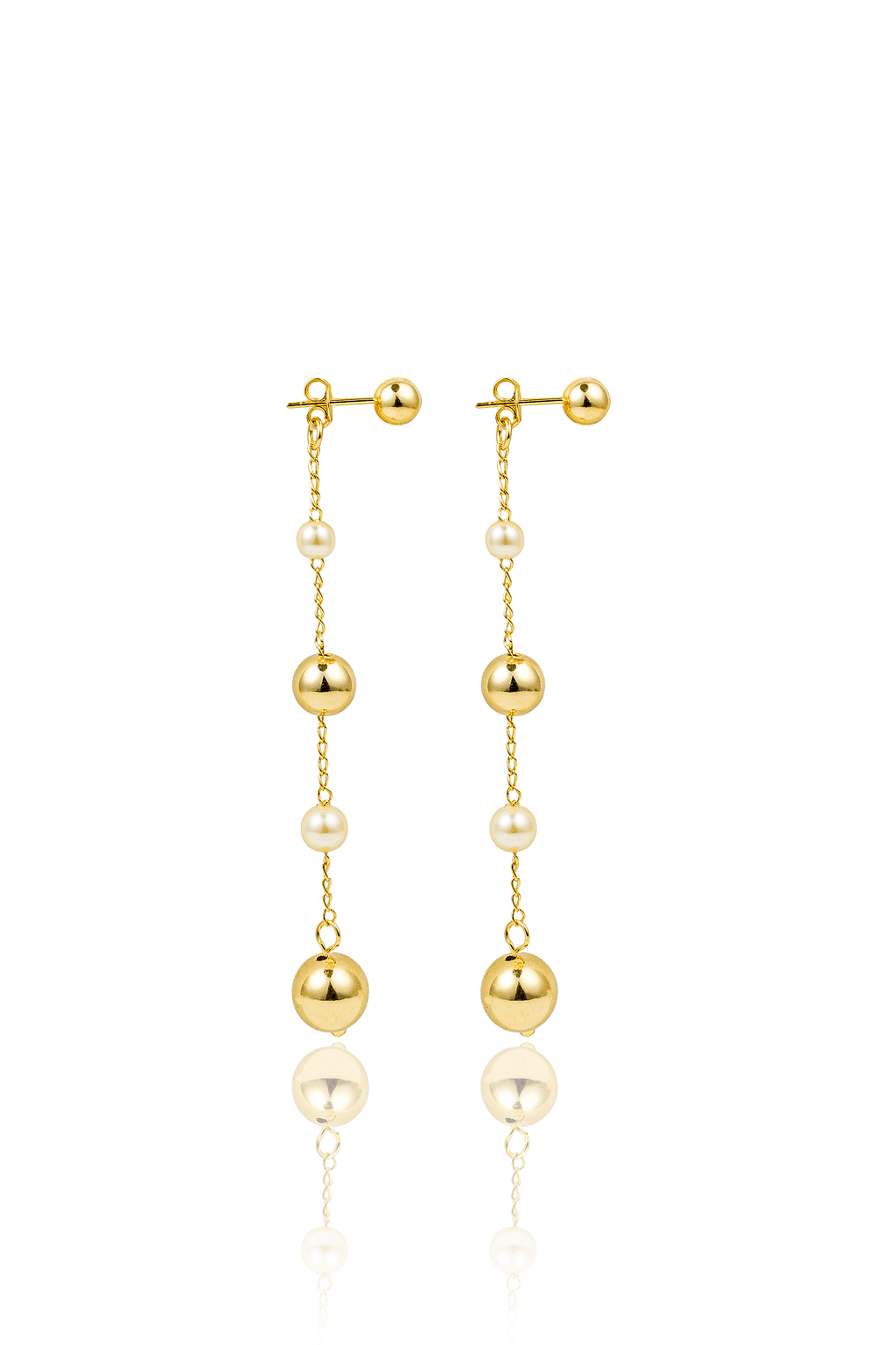 Link Chain Bead Dangle Earrings (L138A/L163A/K53A)-2
