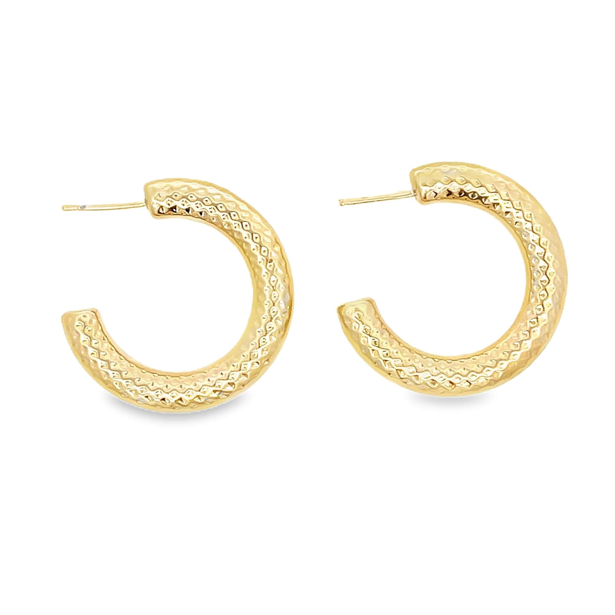 Diamond Indent Pattern Open Hoops (K321A)-0