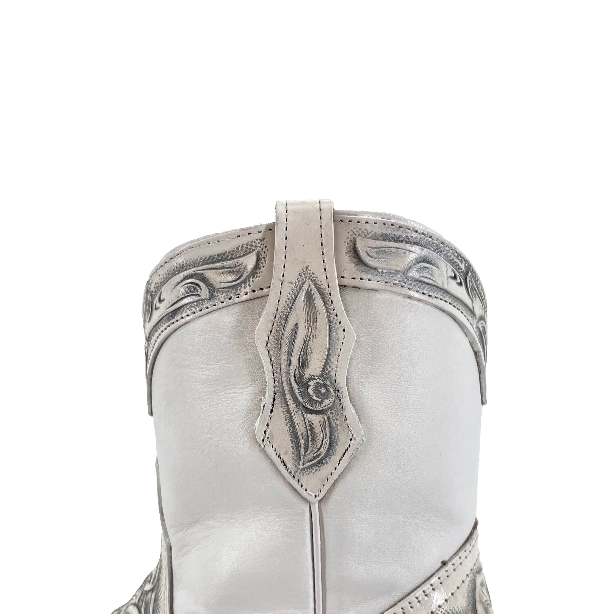 Women's Western Handtooled Boots - Floral White