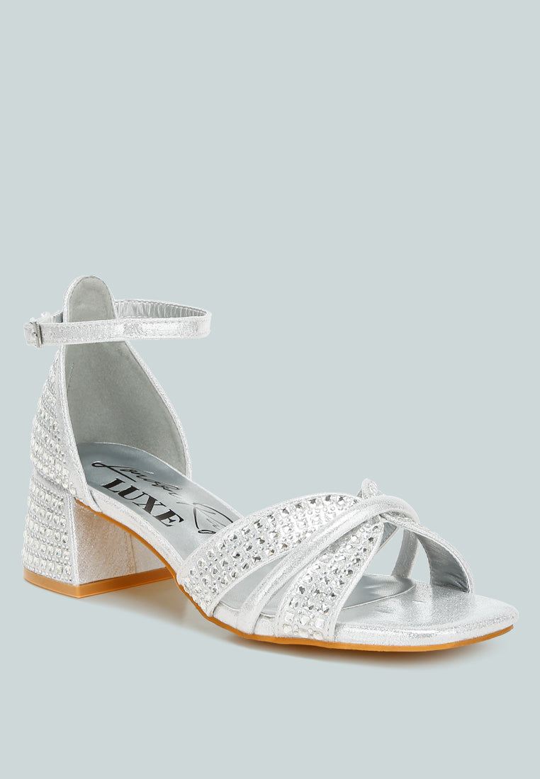 Babylon Low Block Heel Rhinestone Sandals-1