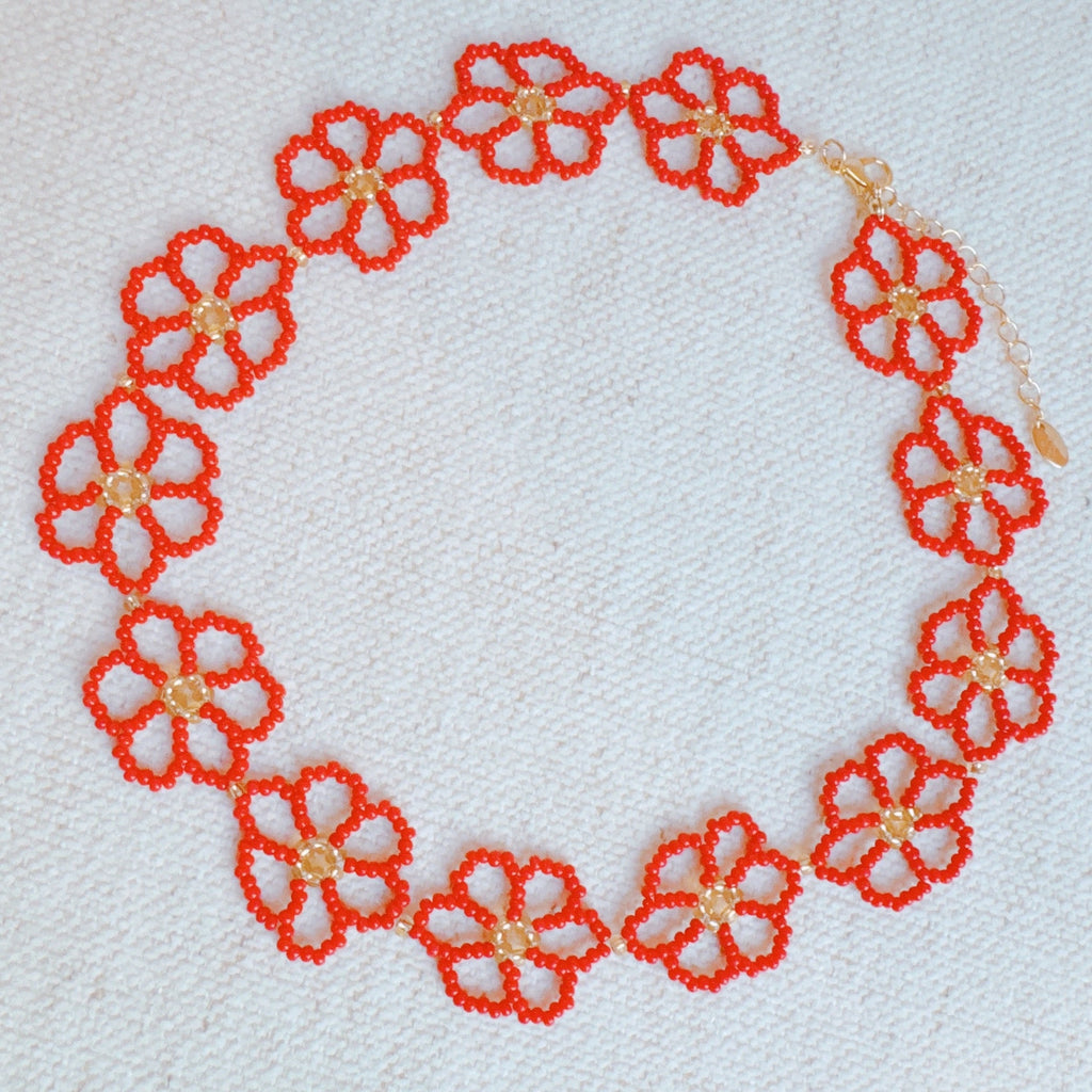 Beaded Flower Necklace-4