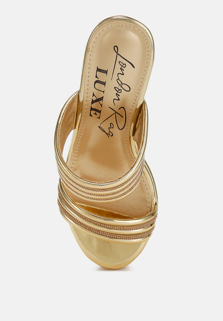 Benched Metallic Faux Leather Wedge Sandals-3