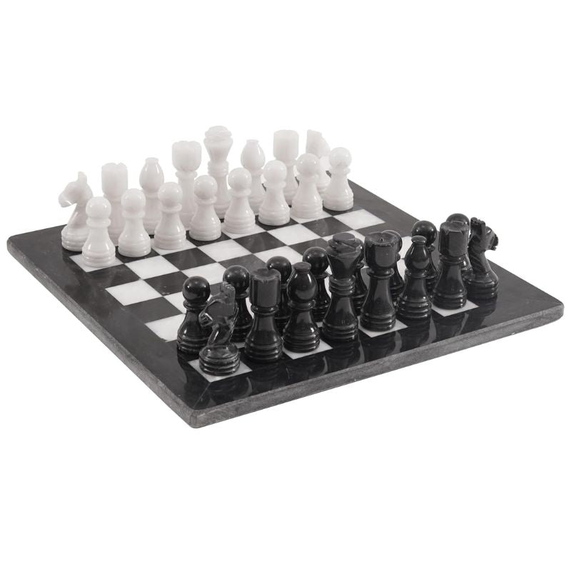 Black and White 12" High Quality Marble Chess Set