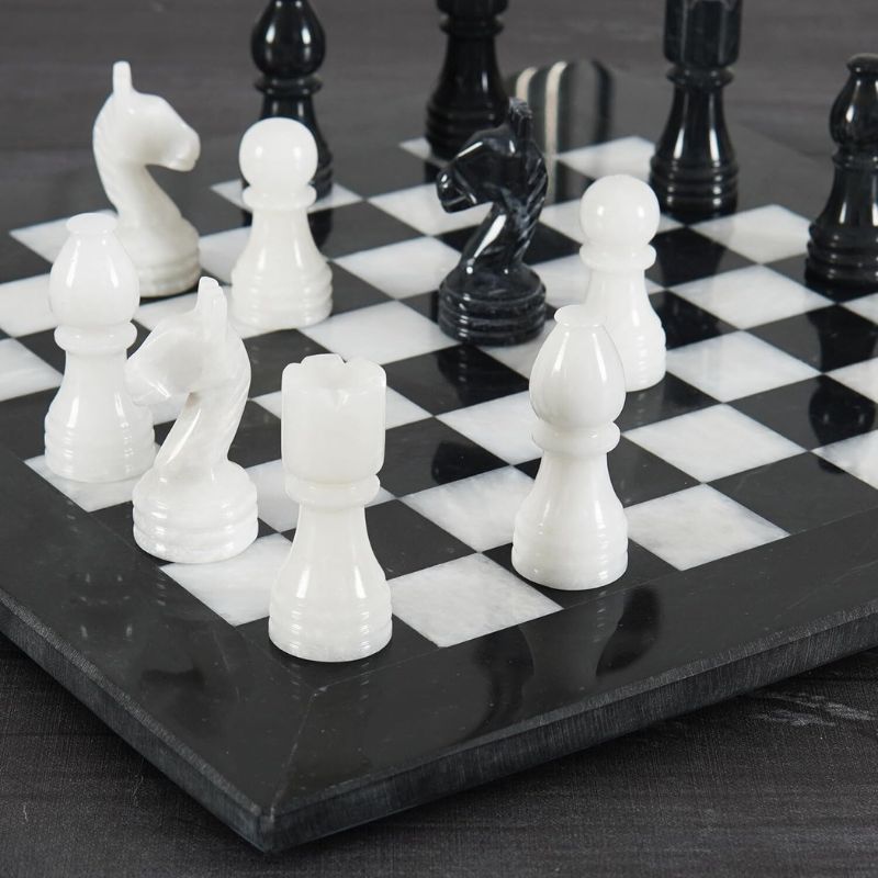 Black and White 12" High Quality Marble Chess Set