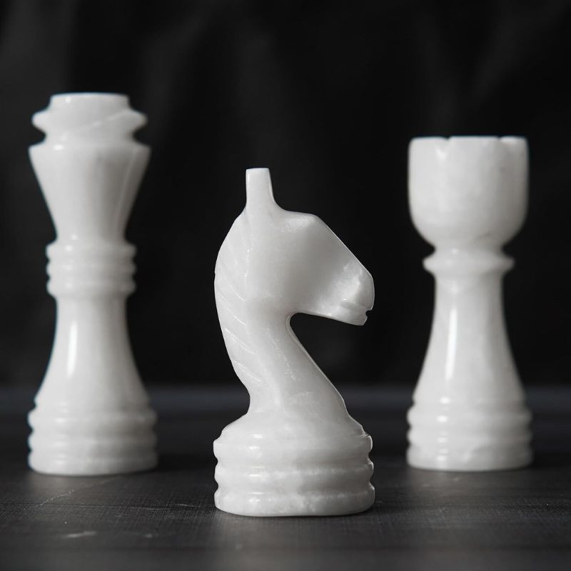 Black and White 12" High Quality Marble Chess Set