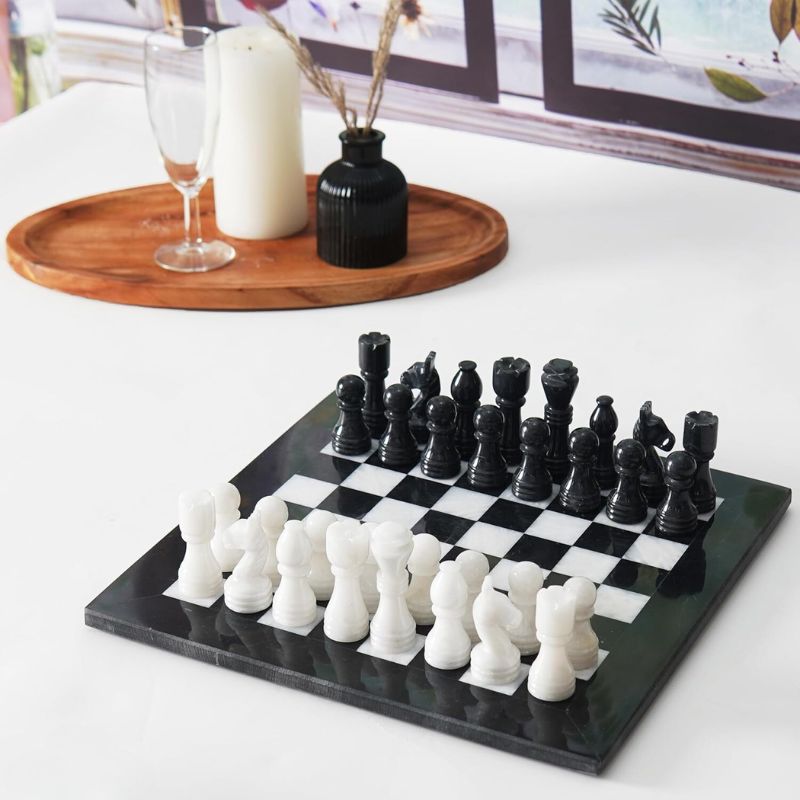 Black and White 12" High Quality Marble Chess Set