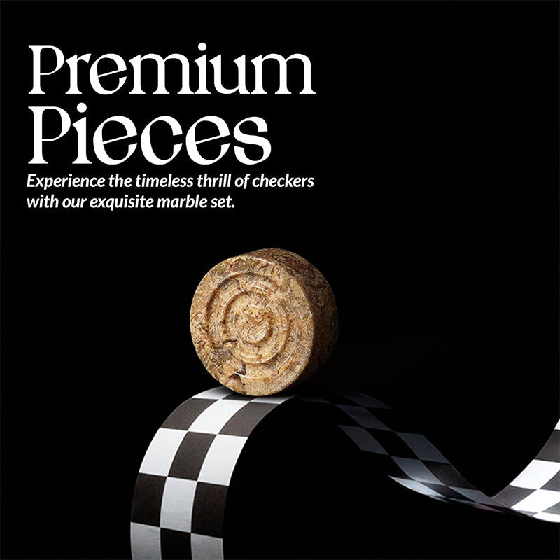 Black and Coral Marble Checkers Figures Set for Checkers Board