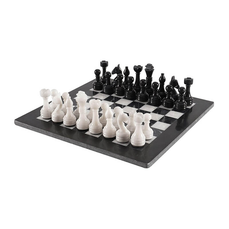 Black and White 12 Inches Premium Quality Marble Chess Set