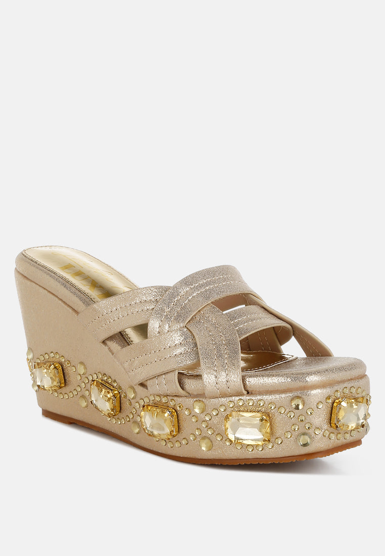 Blistronic Chunky Diamante & Rhinestone Cut-Out Sandals-1