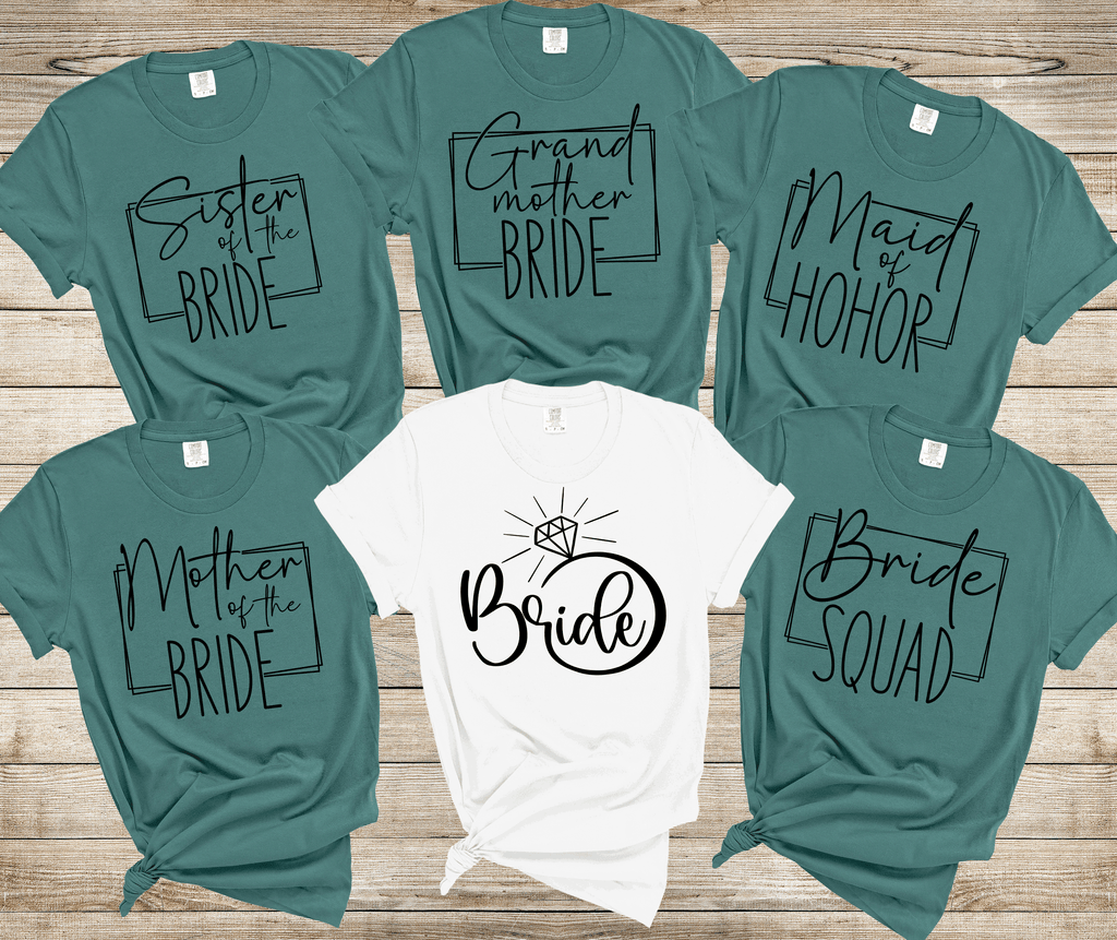 Bride  Family shirts, Mon of Bride, bridal party shirts, Wedding shirts, Grandma of Bride, Sister of Bride, Matron of Honor Aunt of Bride