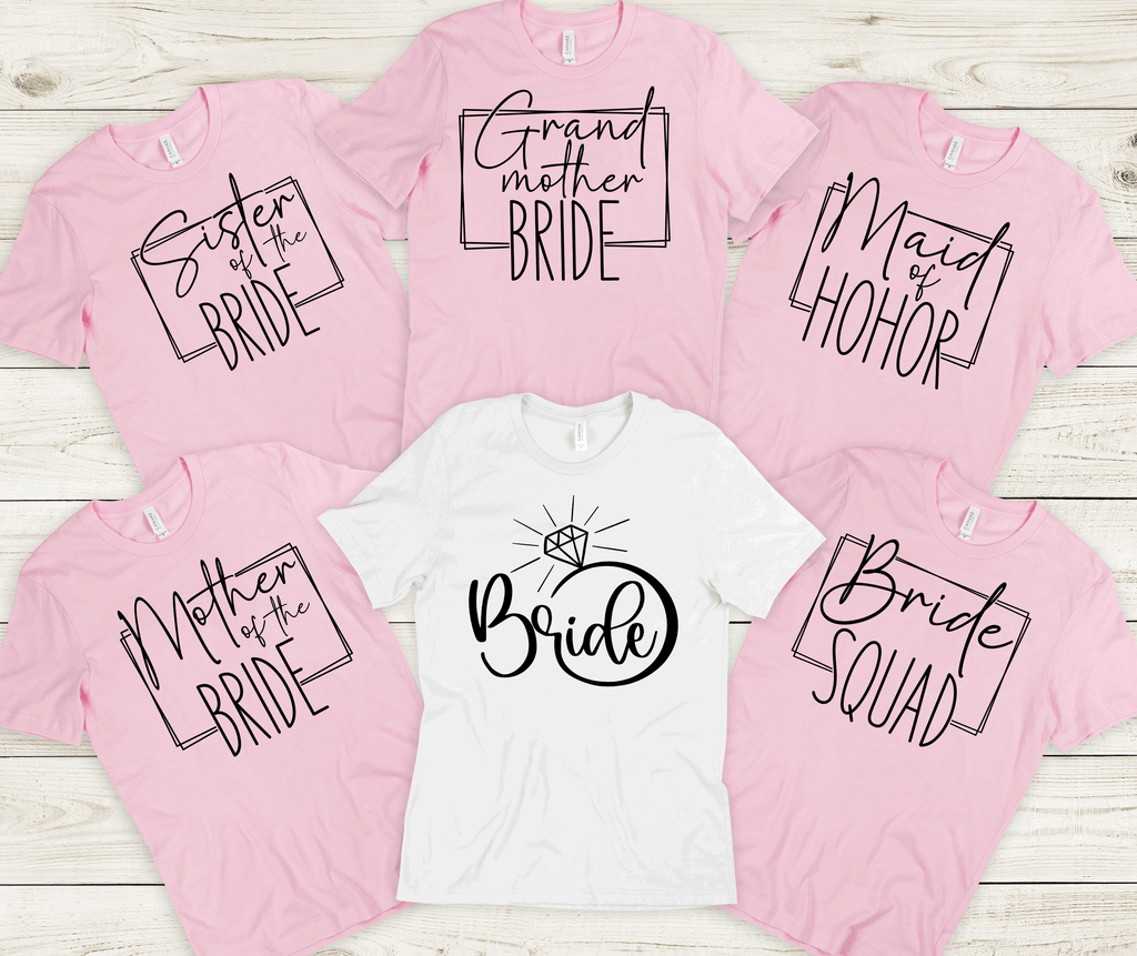 Bride  Family shirts, Mon of Bride, bridal party shirts, Wedding shirts, Grandma of Bride, Sister of Bride, Matron of Honor Aunt of Bride