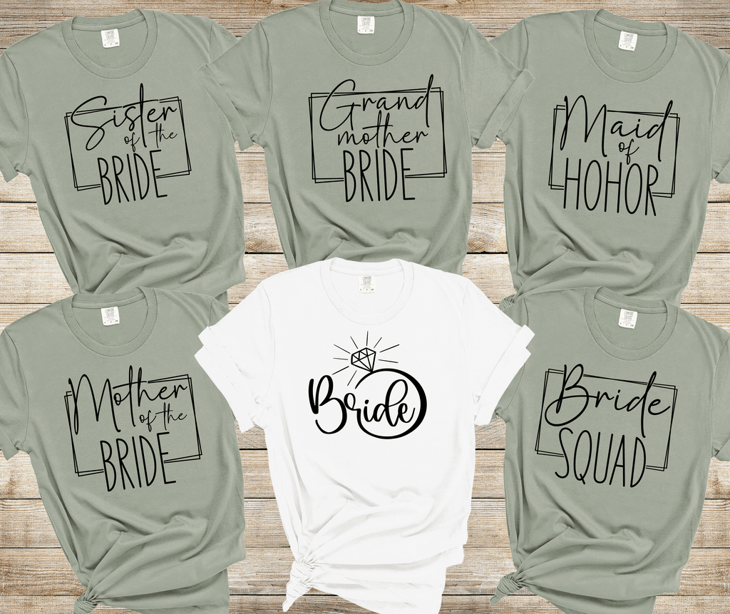 Bride  Family shirts, Mon of Bride, bridal party shirts, Wedding shirts, Grandma of Bride, Sister of Bride, Matron of Honor Aunt of Bride