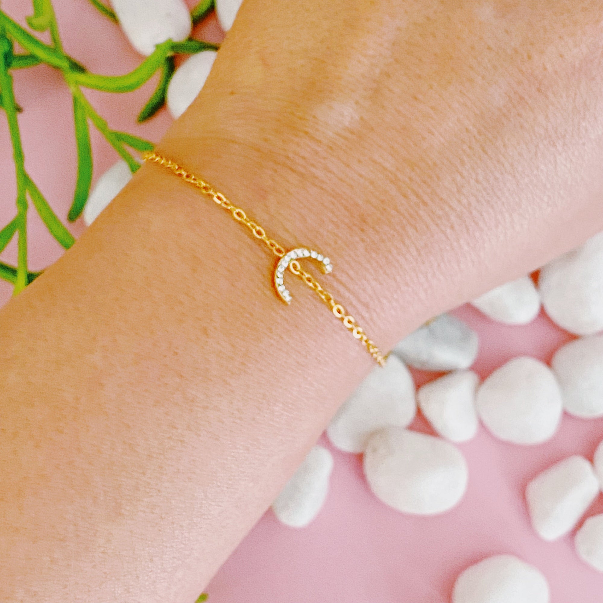 Dainty Sparkle Initial Bracelet-7