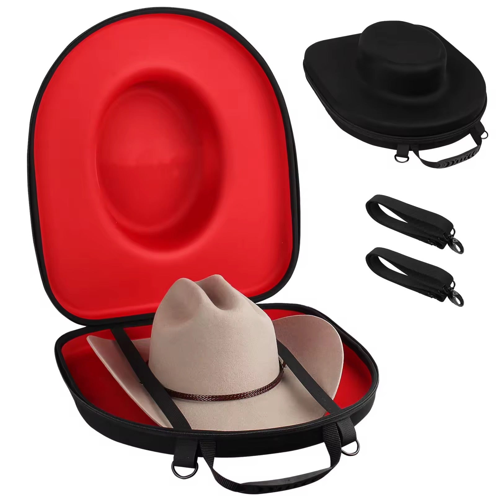 Hat Box for Travel-Crush Proof Hat Travel Case for Cowboy Hats Holder Storage Box Organizer Cap Carrier with Adjustable Carry Strap-0