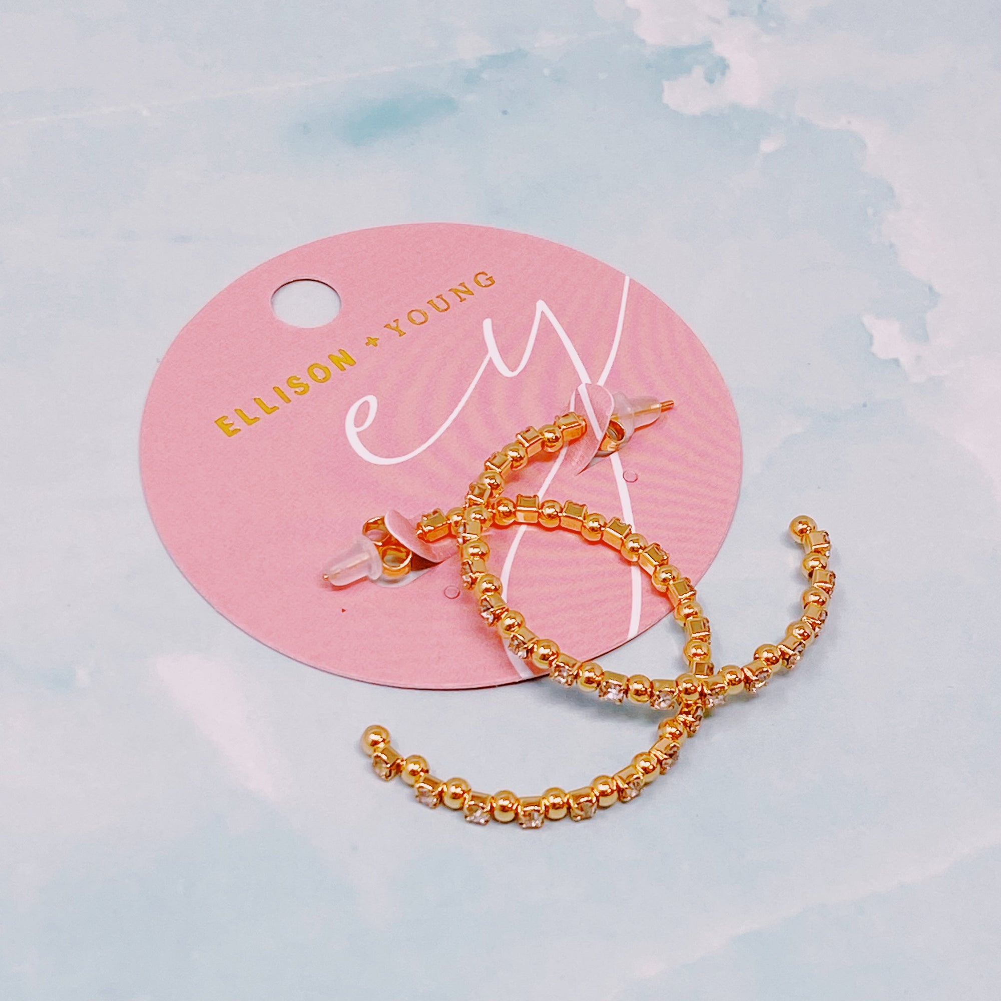 Ball And Jewel Hoop Earrings-4