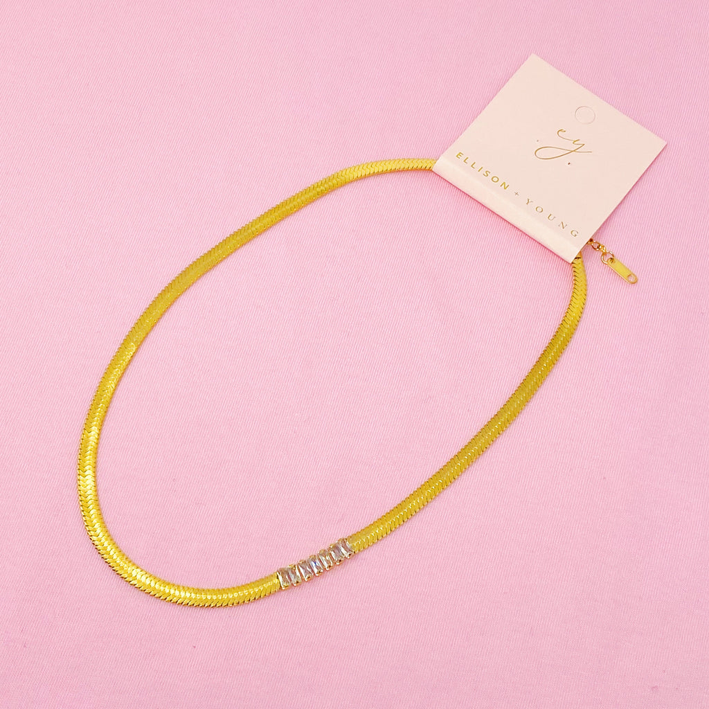 Herringbone Jeweled Necklace-1
