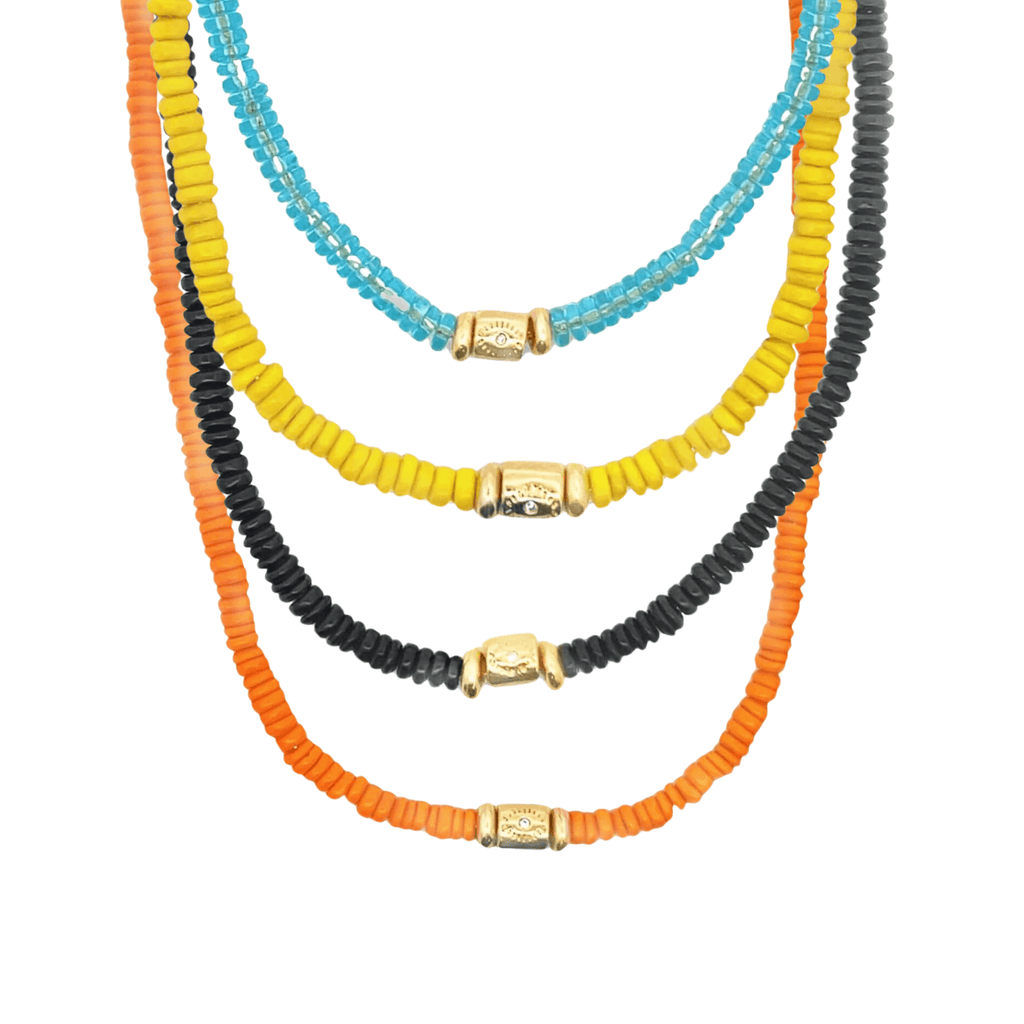 Colorful Enamel Bead Disc Choker (H64)-1