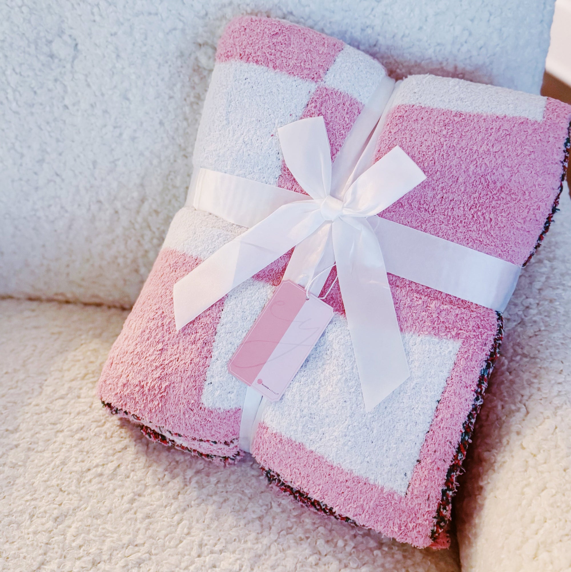 Cherry Bow Check Blanket – Soft & Sweet Throw-2