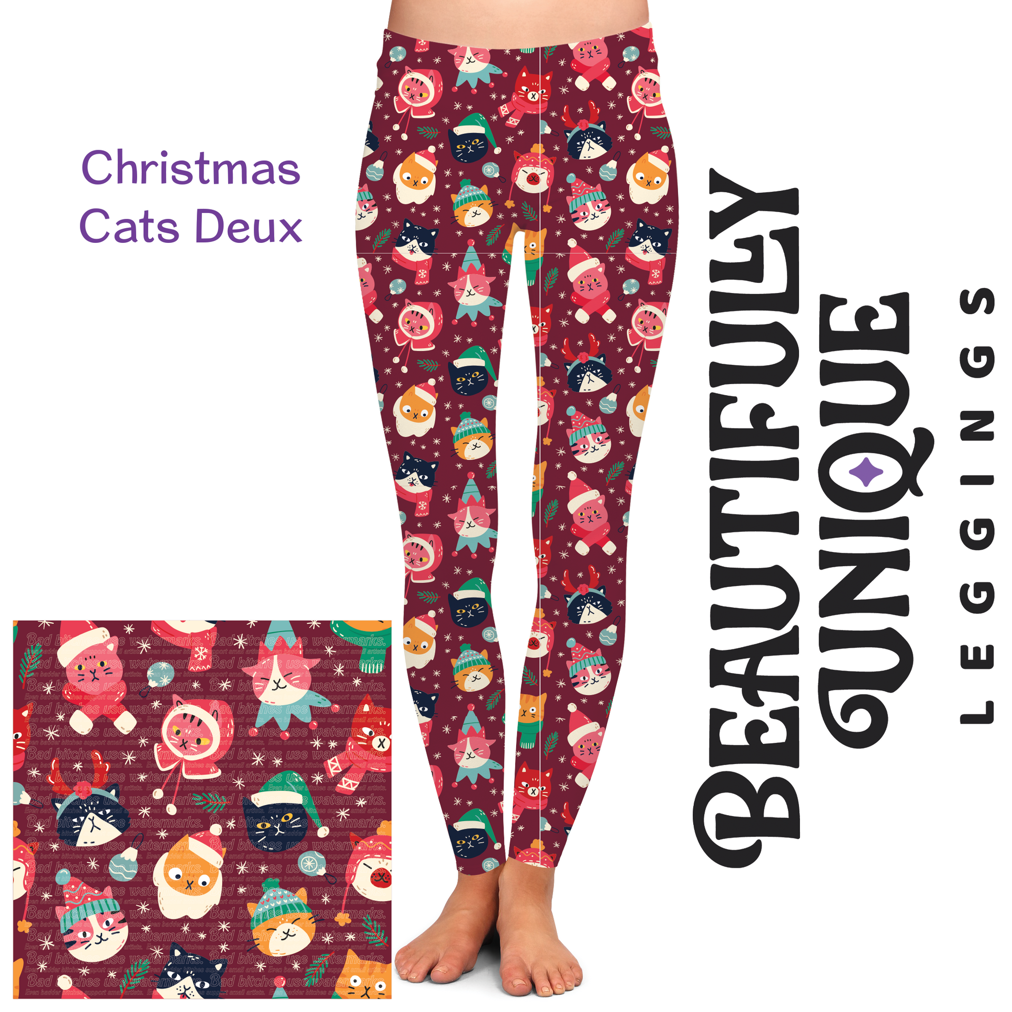 Christmas Cats Deux (Exclusive) - High-quality Handcrafted Vibrant Leggings