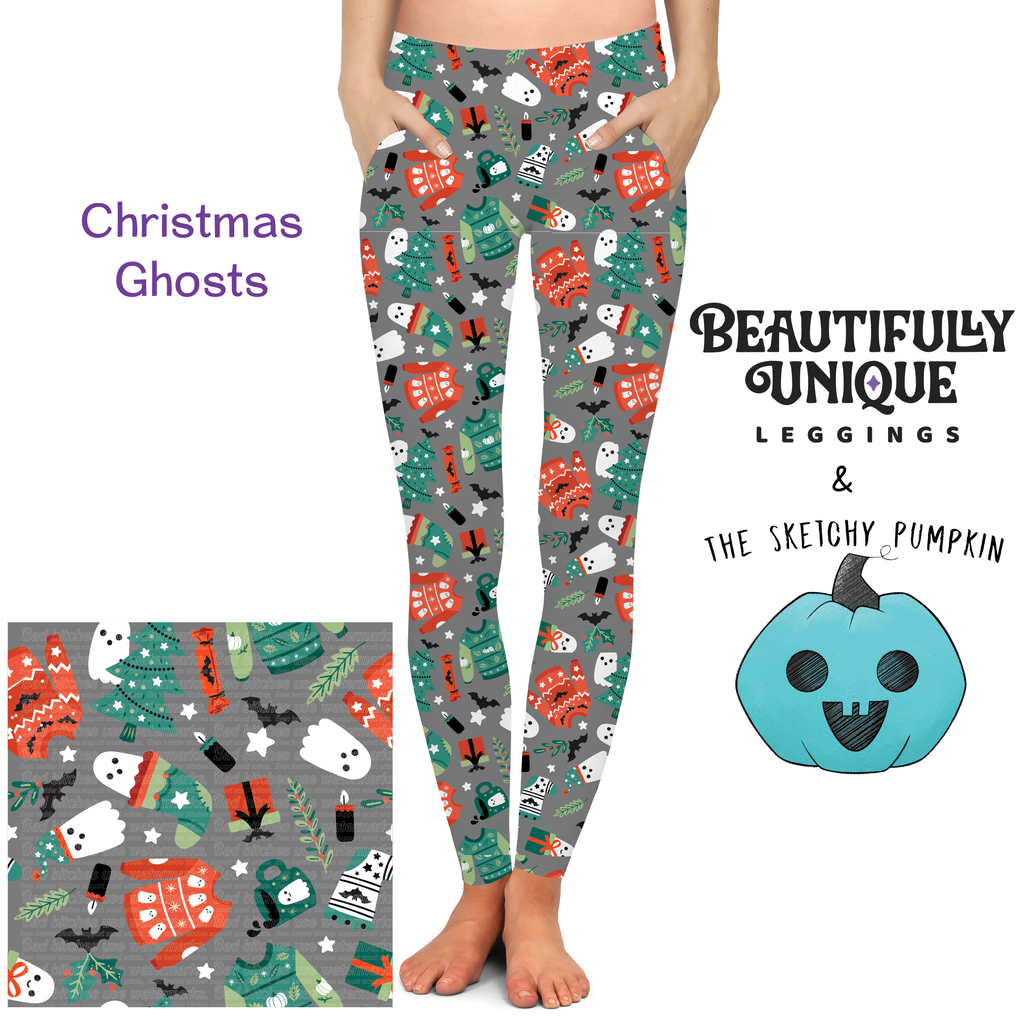 Christmas Ghosts Pocket - The Sketchy Pumpkin (Exclusive) - Pocket Leggings