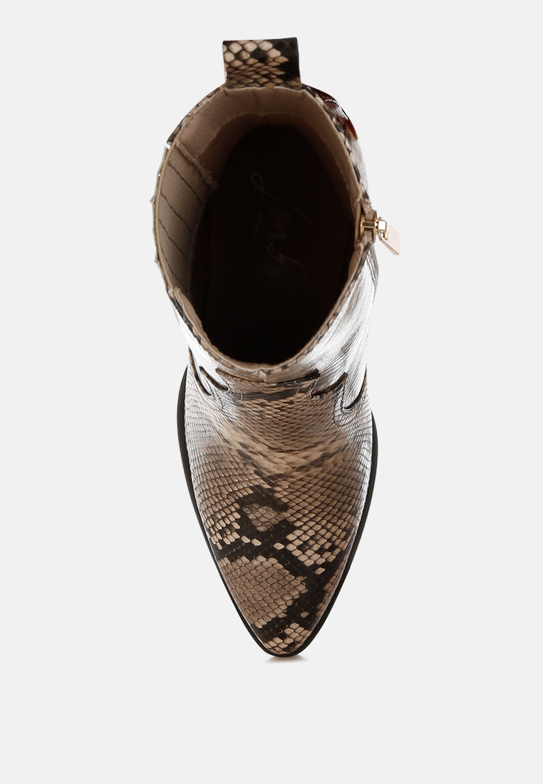 Cornus Snake Print Ankle Boots-3
