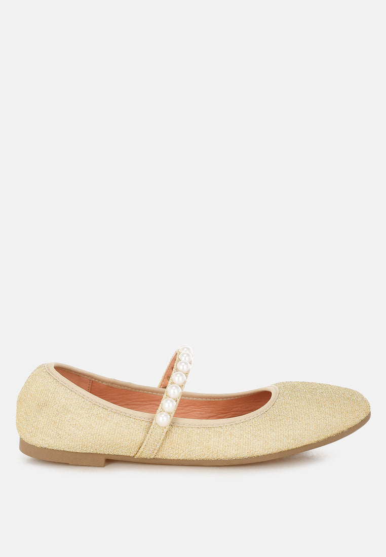 Corphee Pearl Strapped Glitter Ballerinas-6