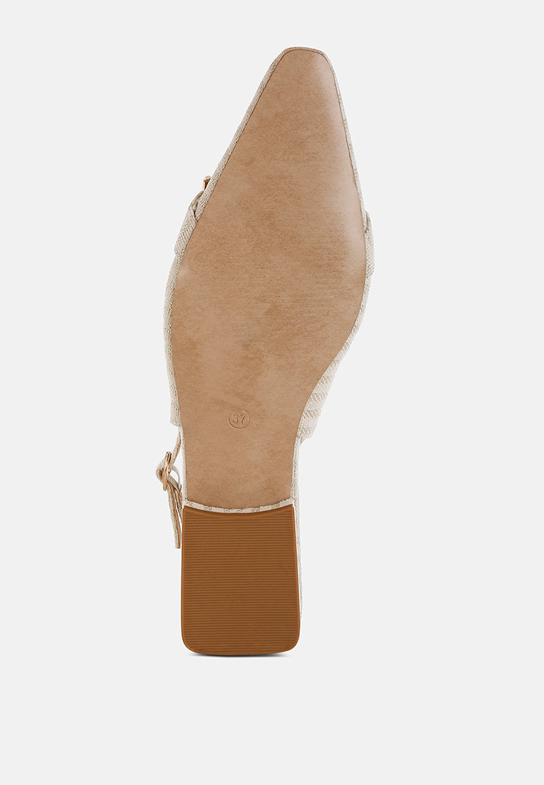 Crina Pearl-Detailed Horsebit Woven Flats-4