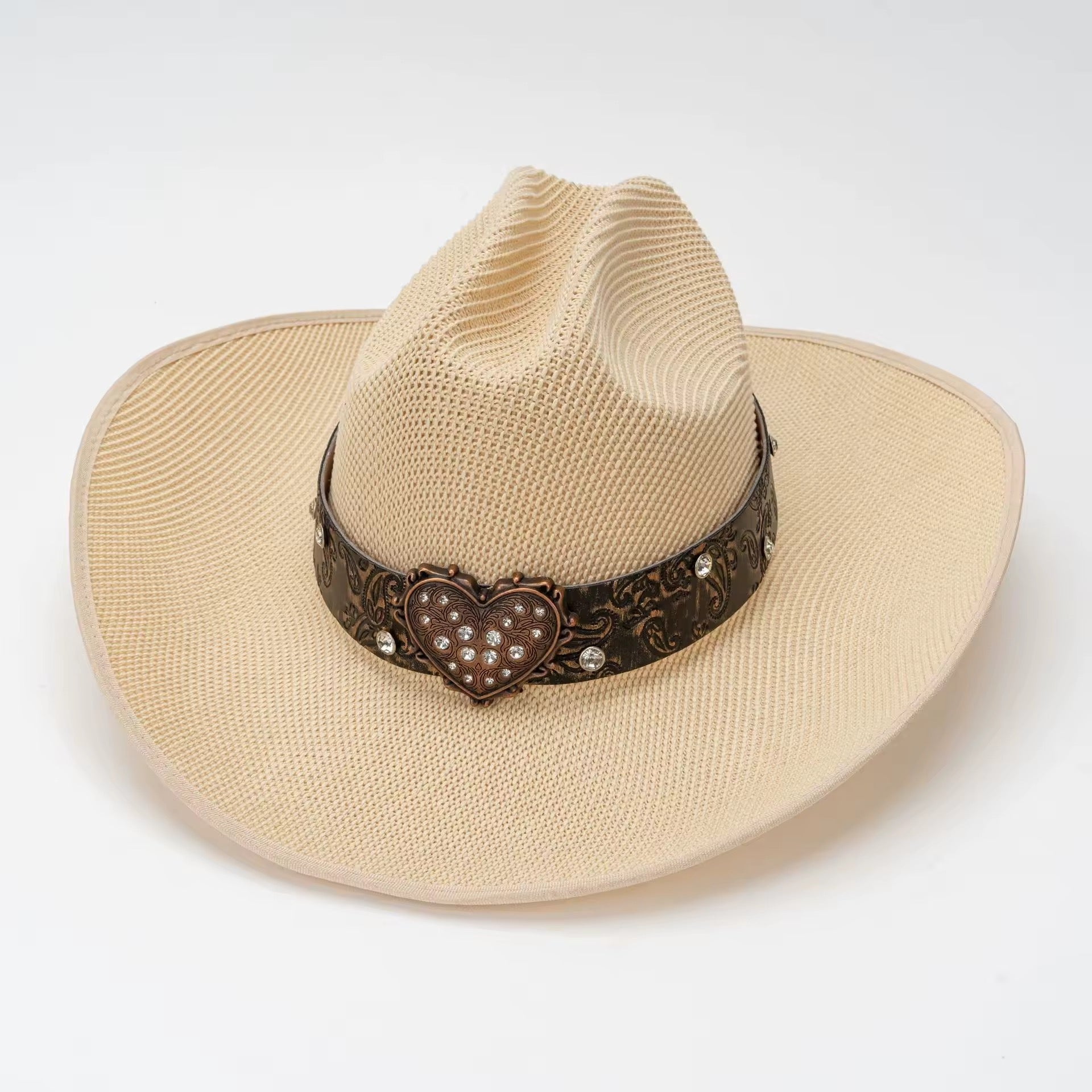 Rodoe Hearts Woven Straw Cowboy Hat-2