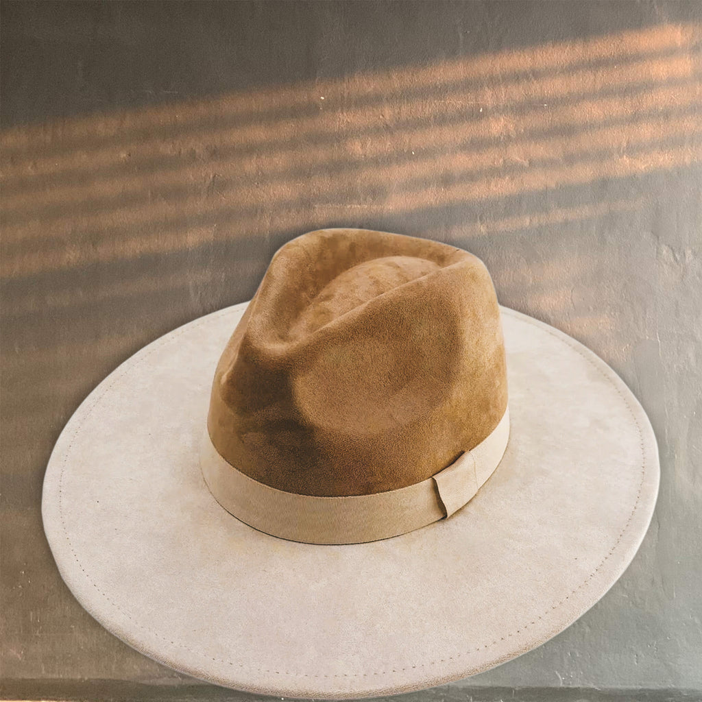 Luxury Suede Fedora - vanilla cream-0