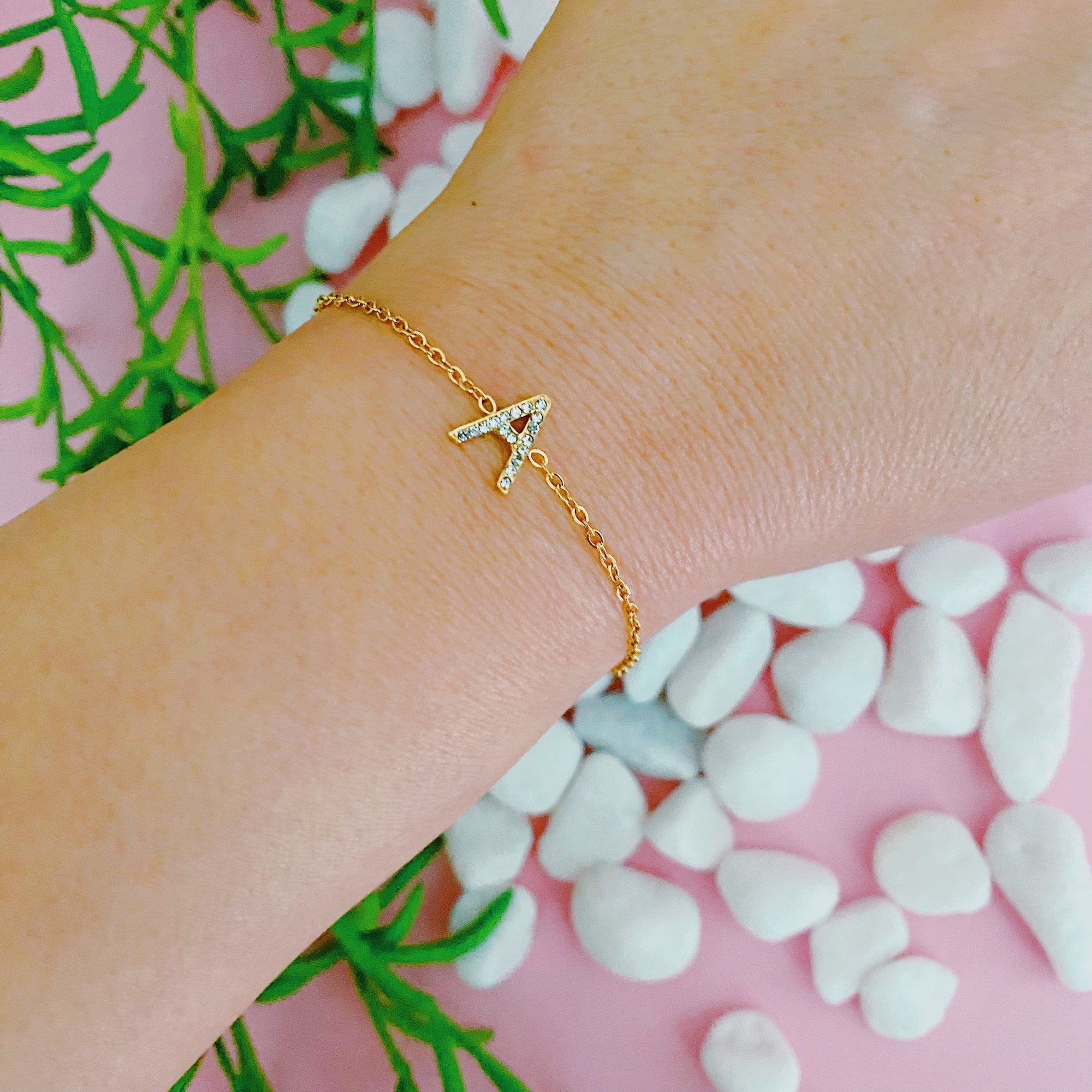 Dainty Sparkle Initial Bracelet-5