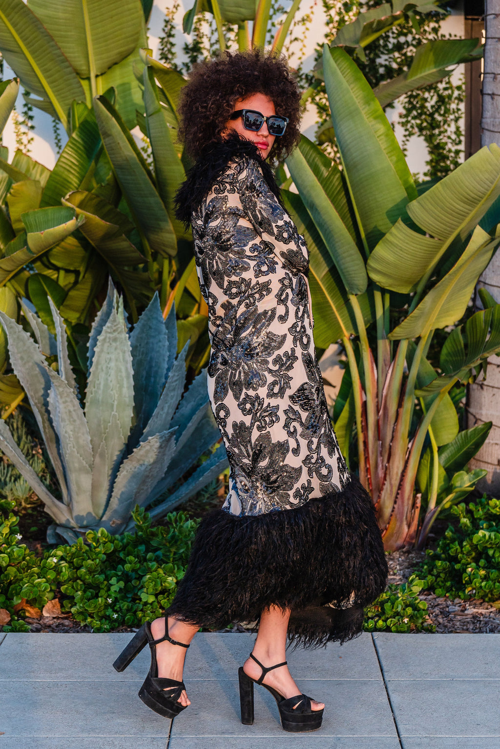Penny Deluxe Charnelle Sequin Faux Fur Coat